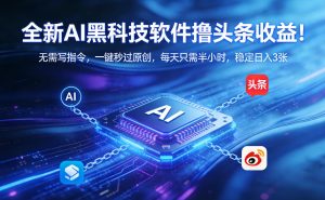 全新AI黑科技软件撸头条收益!无需写指令,一键秒过原创,每天只需半小时,稳定日入3张【揭秘】-88项目资源库