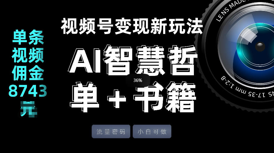 视频号流量密码，变现新玩法-AI智慧哲单＋书单，单条视频佣金8743米-88项目资源库