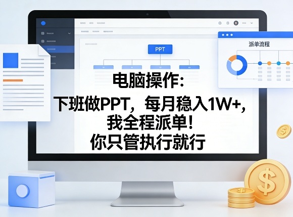 电脑操作：下班做PPT，每月稳入1W+，我全程派单！你只管执行就行【揭秘】-88项目资源库