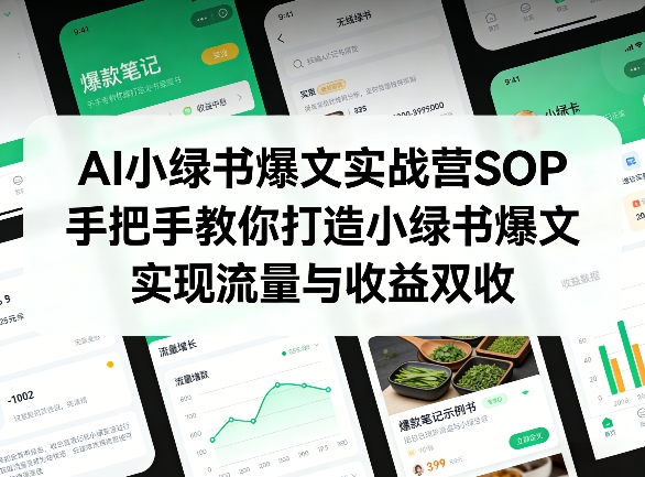 AI小绿书爆文实战营SOP，手把手教你打造小绿书爆文，实现流量与收益双收-88项目资源库