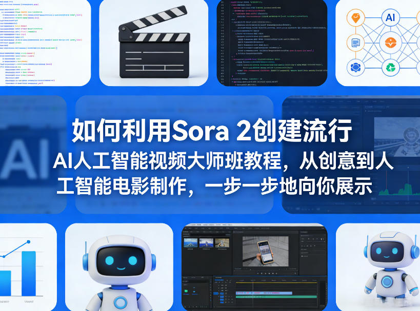 如何利用Sora 2创建流行AI人工智能视频大师班教程，从创意到人工智能电影制作，一步一步地向你展示-88项目资源库