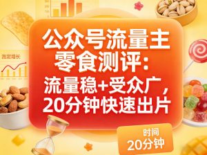 公众号流量主之零食测评赛道，流量稳+受众广，20分钟一条作品-88项目资源库