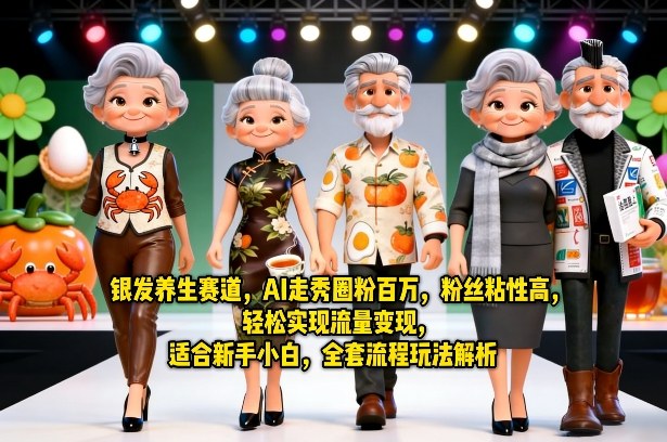 银发养生赛道，AI走秀圈粉百万，粉丝粘性高，轻松实现流量变现，适合新手小白，全套流程玩法解析-88项目资源库