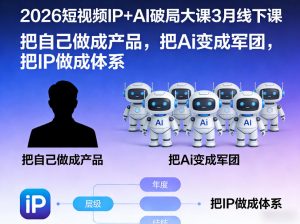 2026短视频IP+AI破局大课3月线下课,把自己做成产品,把Ai变成军团,把IP做成体系-88项目资源库