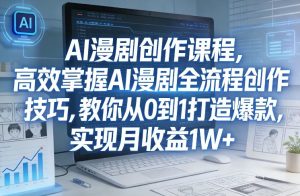 某社群AI漫剧创作课程,高效掌握AI漫剧全流程创作技巧,教你从0到1打造爆款,实现月收益1W+-88项目资源库