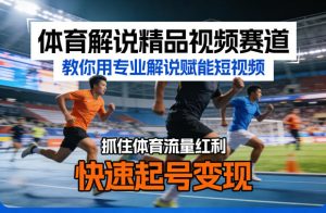 体育解说精品视频赛道，教你用专业解说赋能短视频，抓住体育流量红利，快速起号变现-88项目资源库