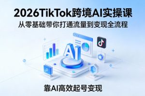 2026TikTok跨境AI实操课，从零基础带你打通流量到变现全流程，靠AI高效起号变现-88项目资源库