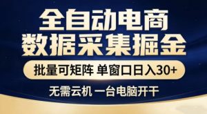 独家电商数据全自动采集项目，批量可矩阵，单窗口轻松日入3张+【揭秘】-88项目资源库