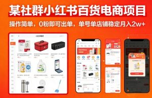 某社群小红书百货电商项目，操作简单，0粉即可出单，单号单店铺稳定月入2w+-88项目资源库