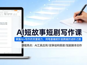 AI短故事短剧写作课,掌握AI+写作的双重能力,用笔墨铺就阶层跨越的进阶之路-88项目资源库