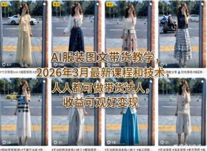 AI服装图文带货教学,2026年3月最新课程和技术,人人都可做带货达人,收益可观好变现-88项目资源库