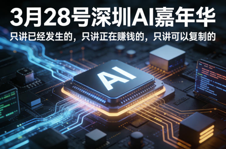 3月28号深圳AI嘉年华，只讲已经发生的，只讲正在賺钱的，只讲可以复制的-88项目资源库