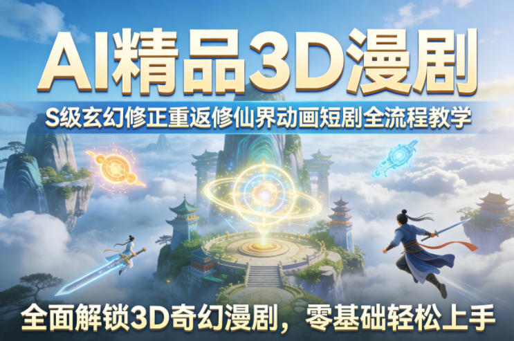 AI精品3D漫剧S级玄幻修正重返修仙界动画短剧全流程教学，全面解锁3D奇幻漫剧，零基础轻松上手-88项目资源库