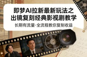 即梦AI拉新最新玩法之出镜复刻经典影视剧教学，长期有流量，全流程教你复制收益-88项目资源库